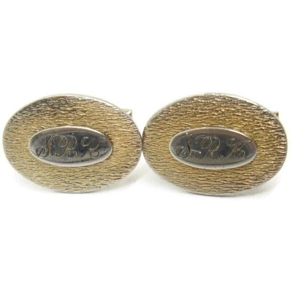 Vintage Gold 1/20 12KGF Monogrammed "SRK" Cufflinks - Picture 2 of 13